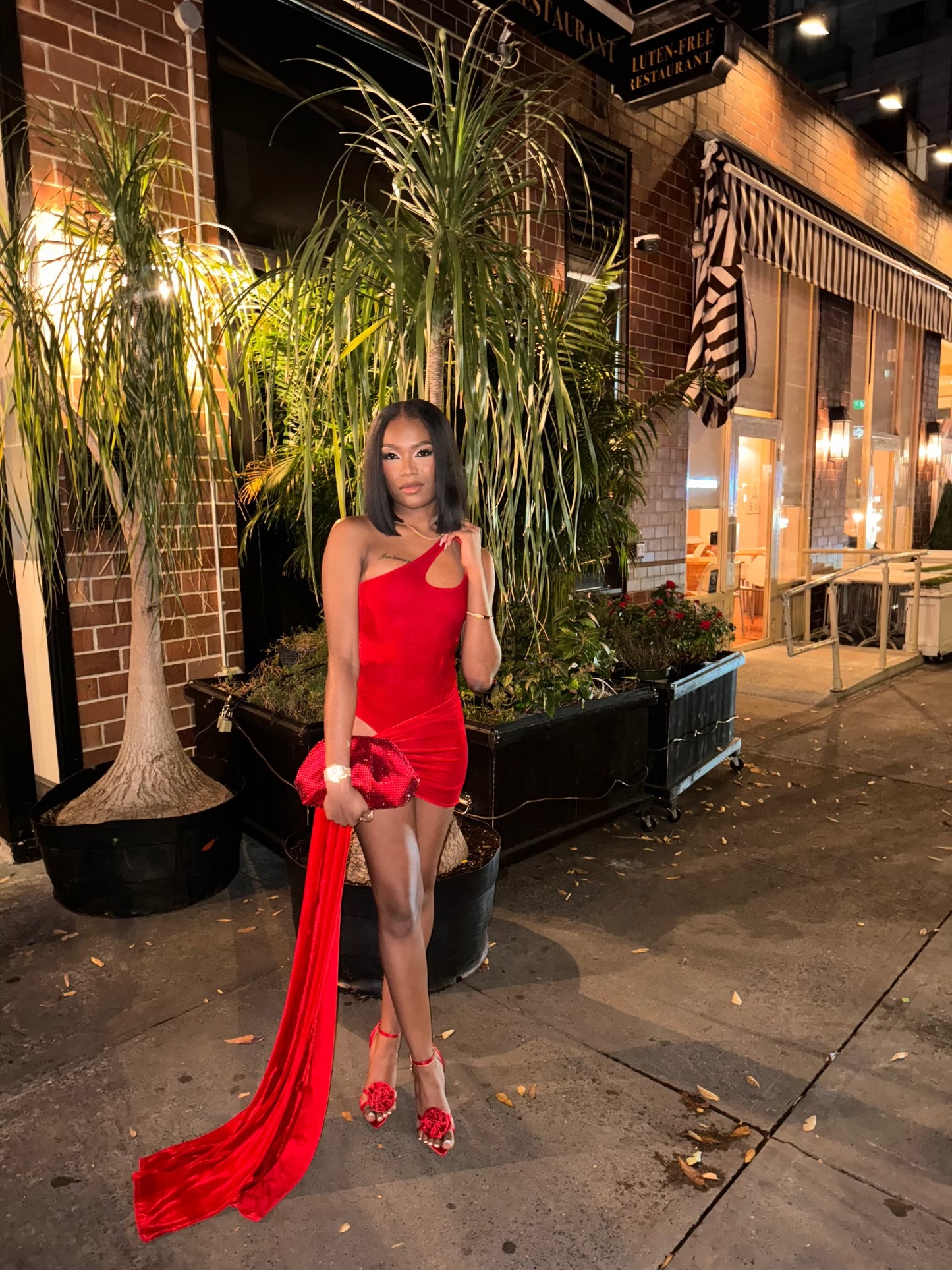 Red Cut Out Bodysuit & Skirt