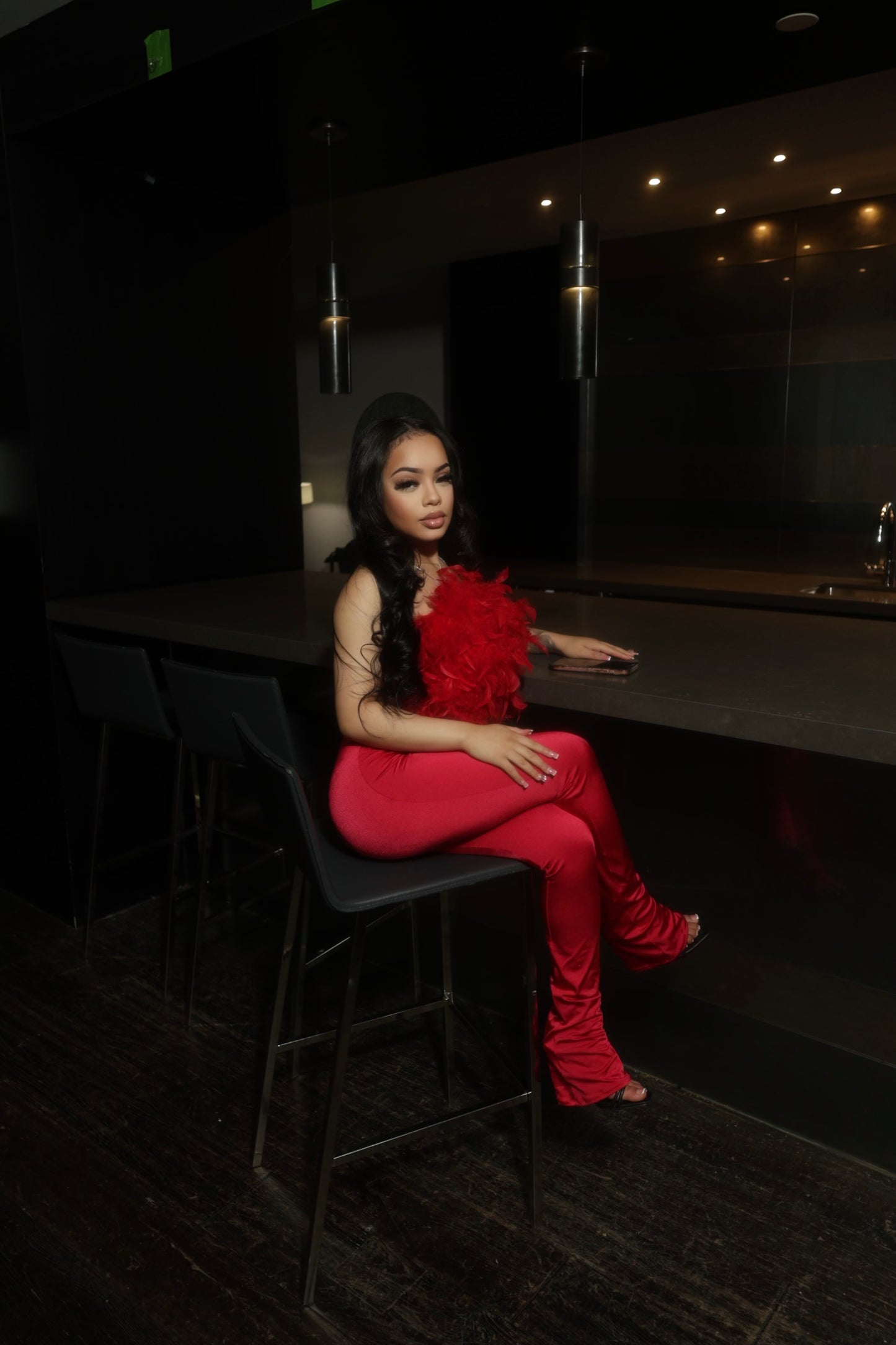 FEATHER BOA RED TOP