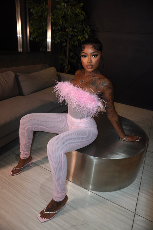 OSTRICH BODYSUIT TWO PIECES SET