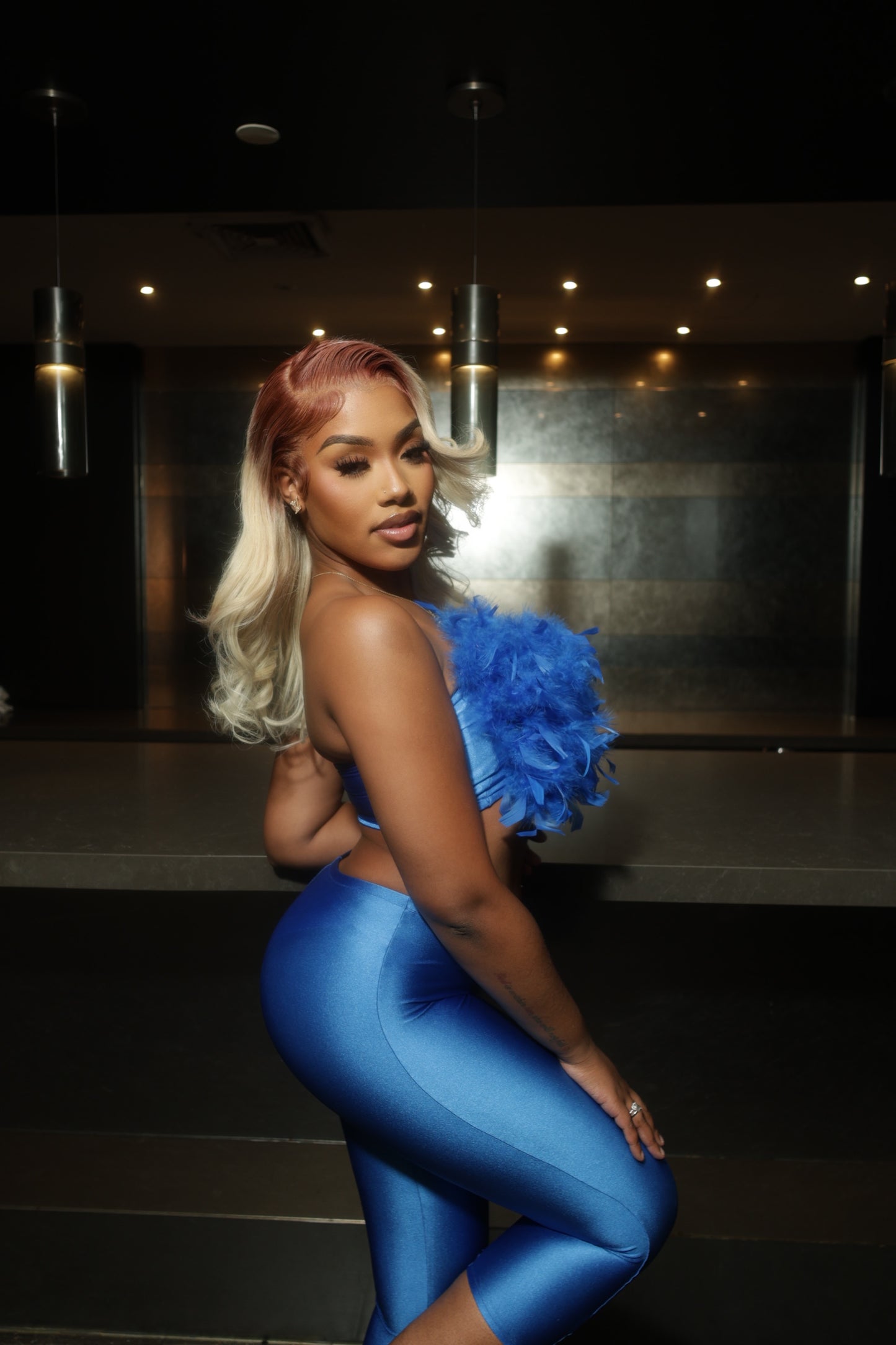 FEATHER BOA BLUE SET
