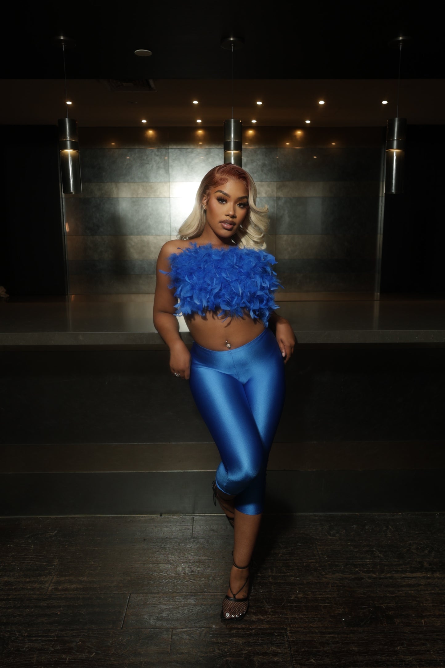 FEATHER BOA BLUE SET