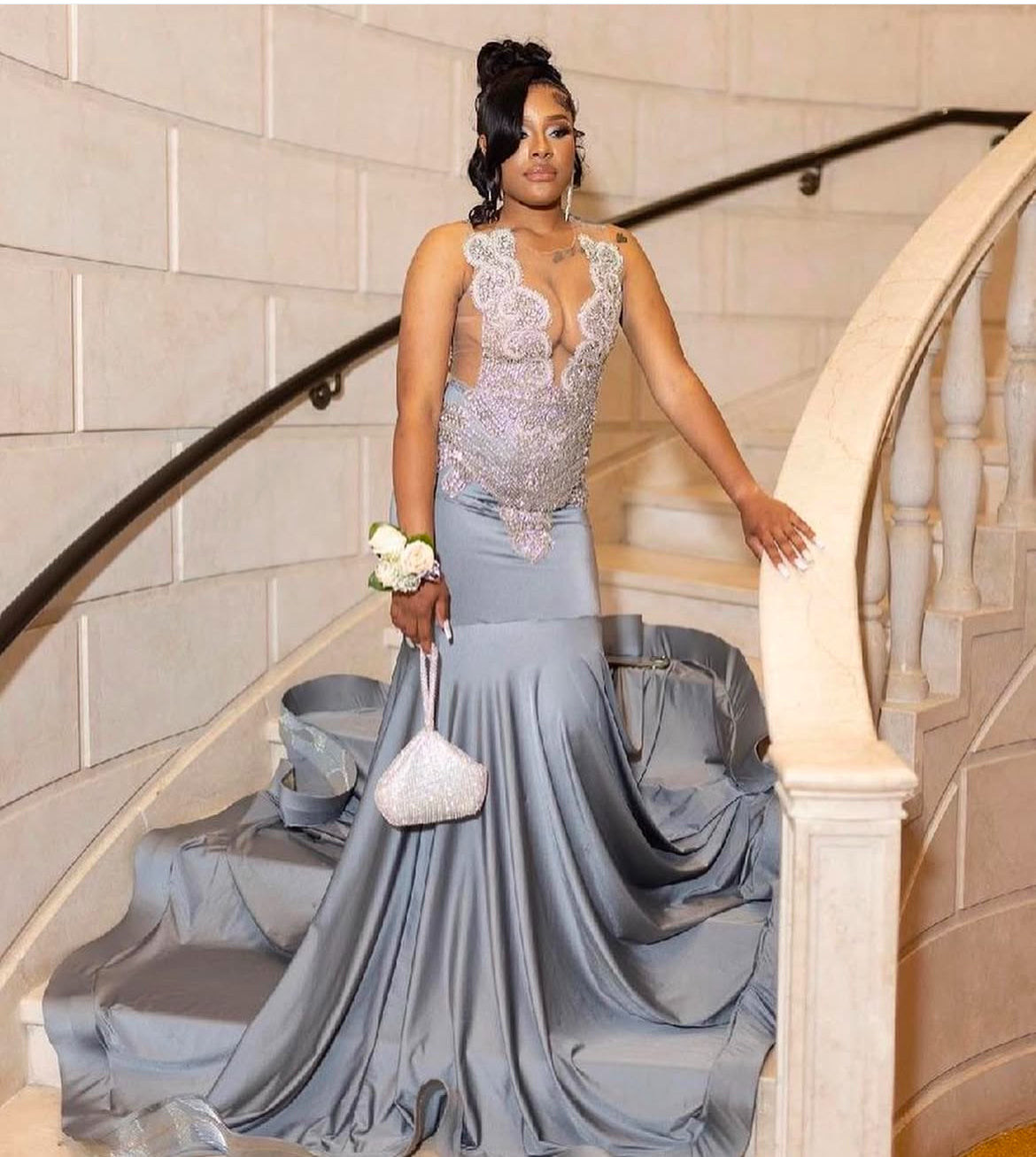 Grey Rhinestone Dress