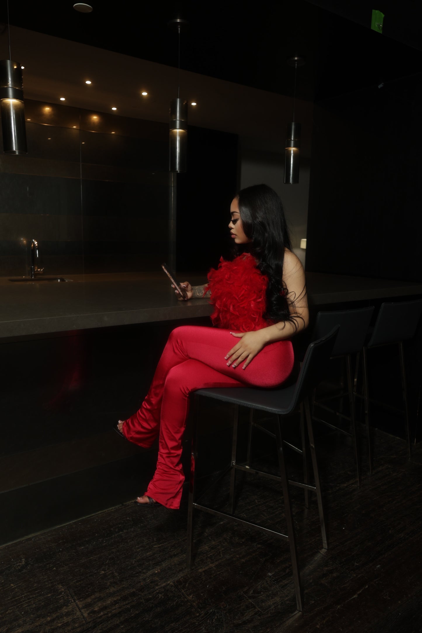 FEATHER BOA RED TOP
